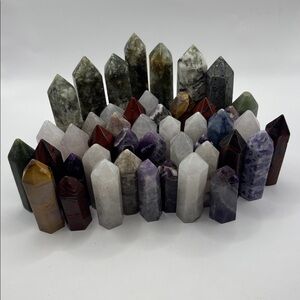 Assorted Polished Crystal Towers Bundle - Decorative Set of 5